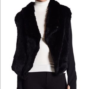 June Genuine Rabbit Fur & Ribbed Knit Jacket Small